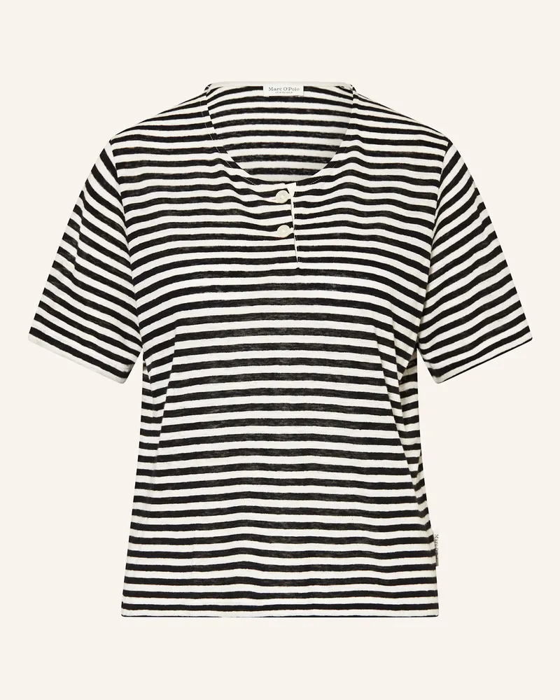 Marc O'Polo T-Shirt mit Leinen Schwarz