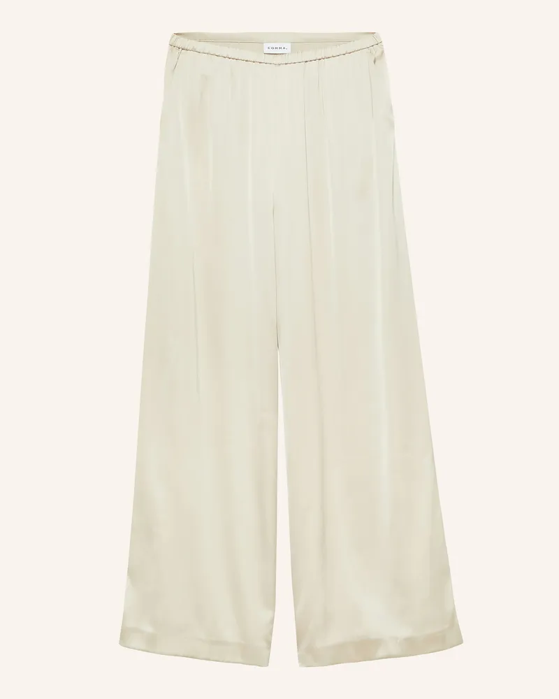 COMMA Marlenehose aus Satin Ecru