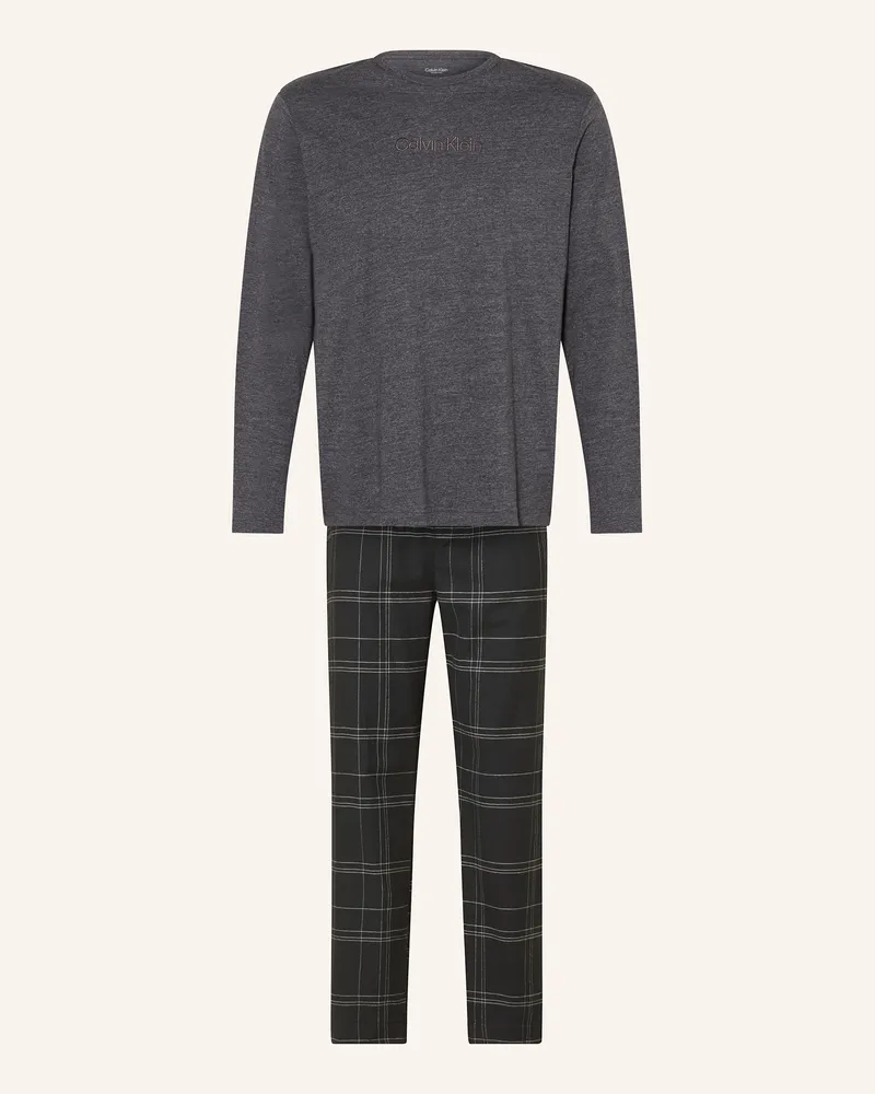 Calvin Klein Schlafanzug aus Flanell Dunkelgrau