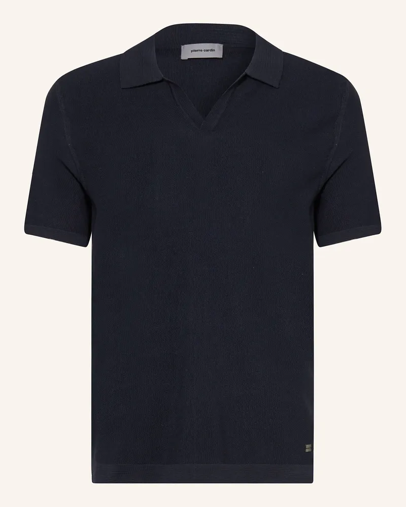 Pierre Cardin Strick-Poloshirt Dunkelblau