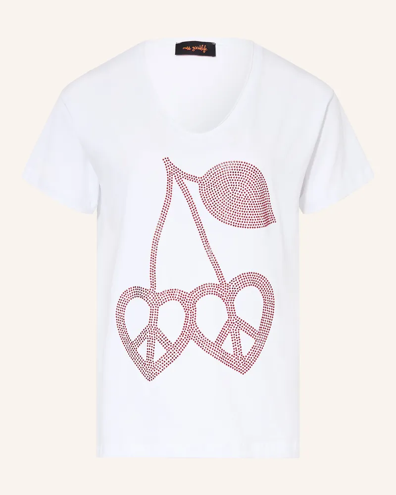 Miss Goodlife T-Shirt mit Schmucksteinen Weiss