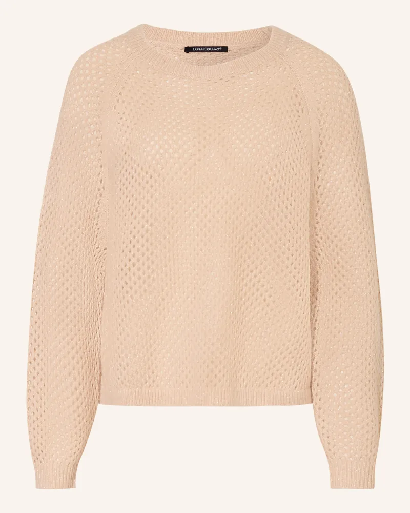 Luisa Cerano Pullover Mit Glitzergarn rosa Hellbraun