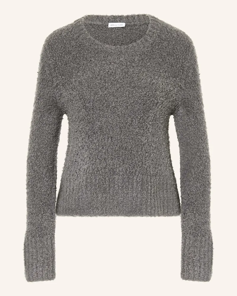 Mrs & HUGS Bouclé-Pullover grau Dunkelgrau