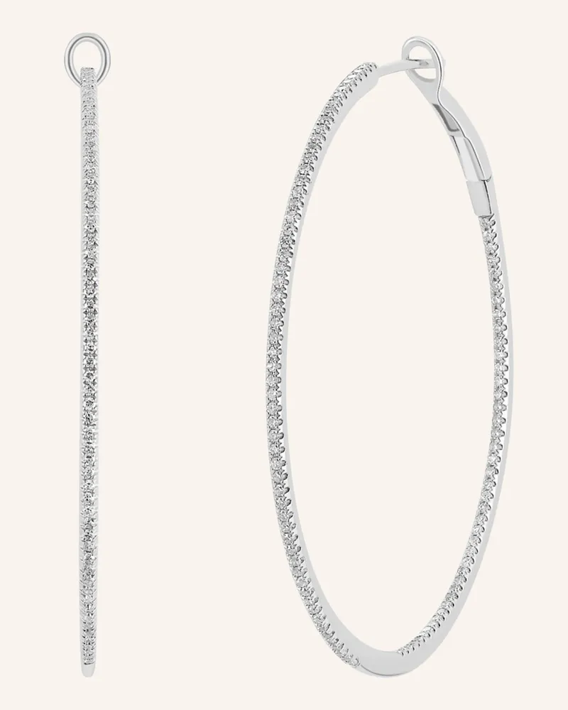 Leaf Creolen Circle L Aus 18 Karat Weißgold Mit Diamanten silber Weissgold