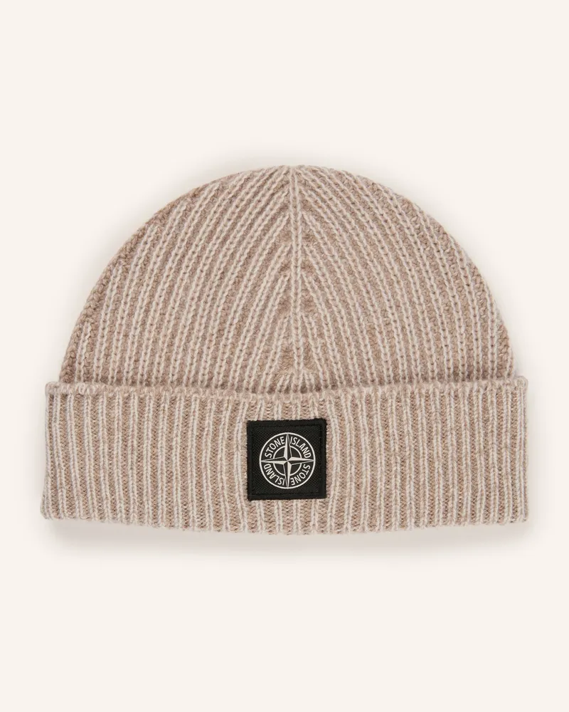Stone Island Mütze Mit Cashmere weiss Beige
