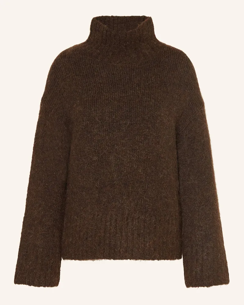 Selected Pullover mit Alpaka Dunkelbraun