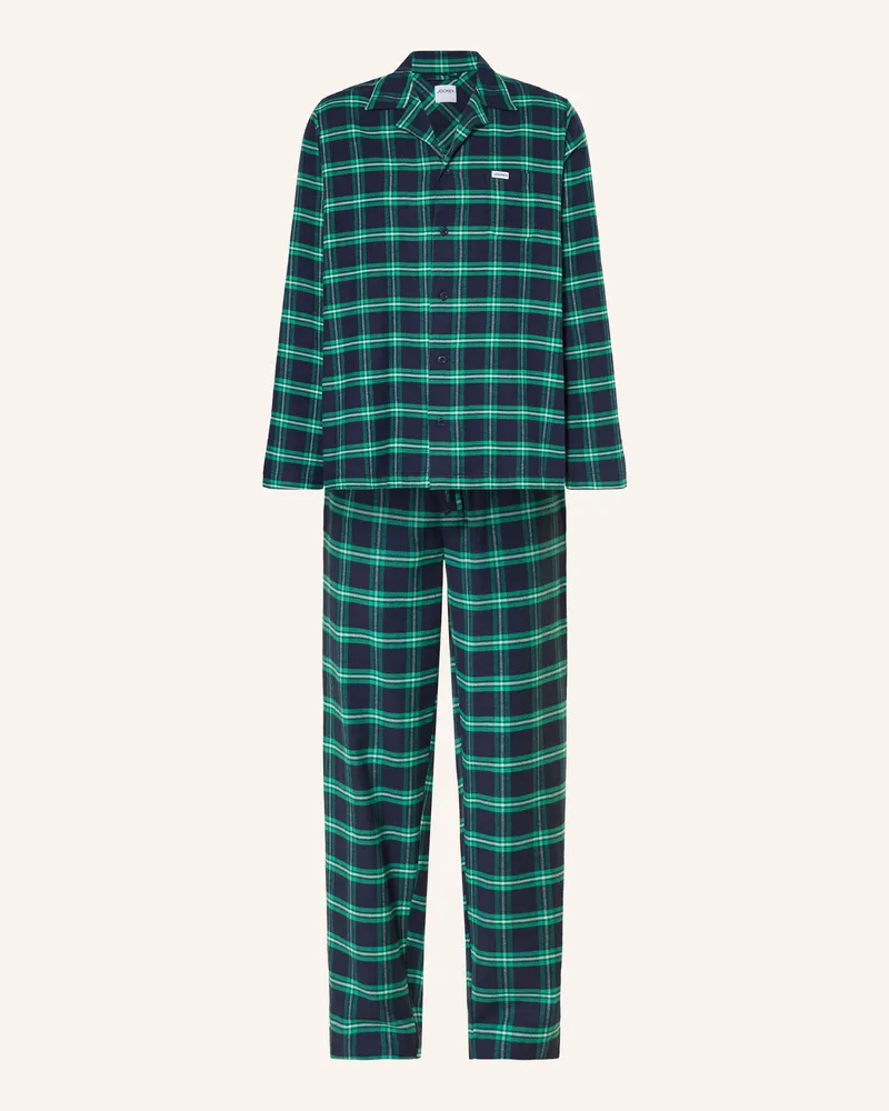 Jockey Schlafanzug Everyday Aus Flanell blau Dunkelblau