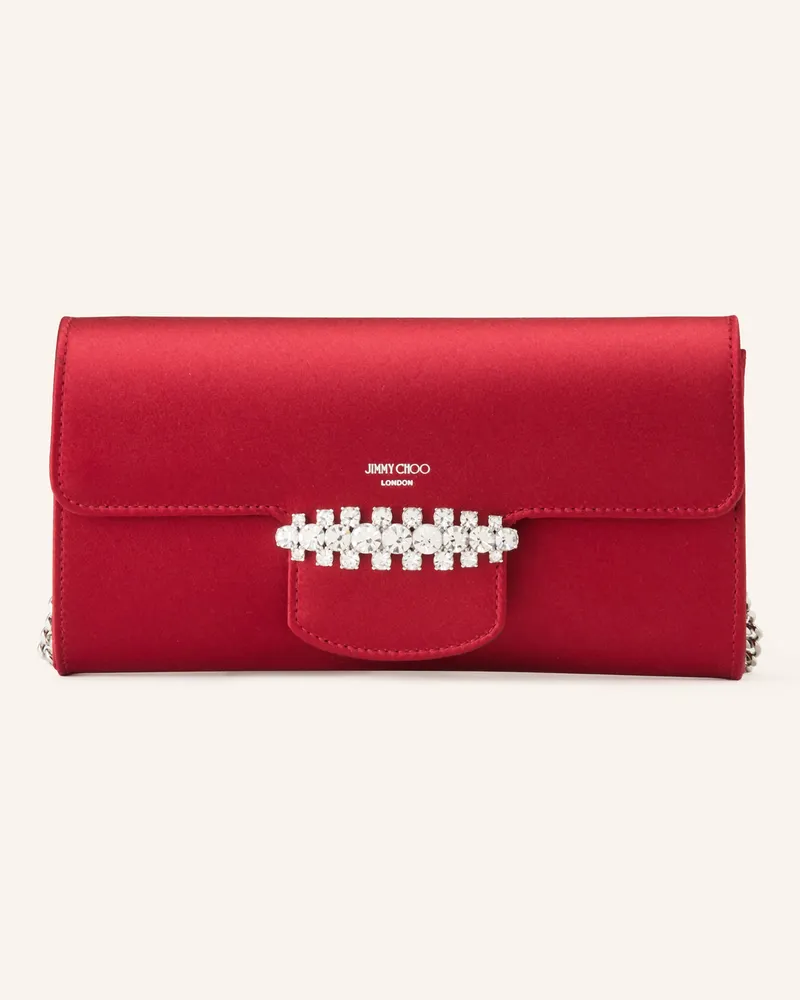 Jimmy Choo Clutch BING mit Schmucksteinen Dunkelrot