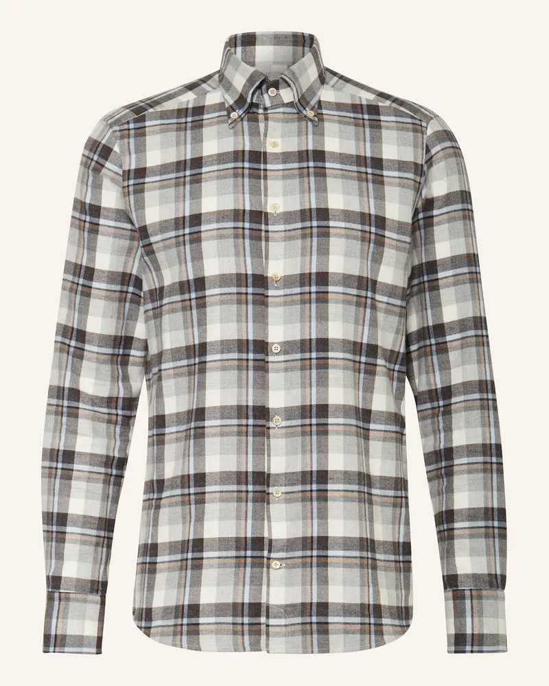 Stenströms Flanellhemd Slimline Fit blau Grau