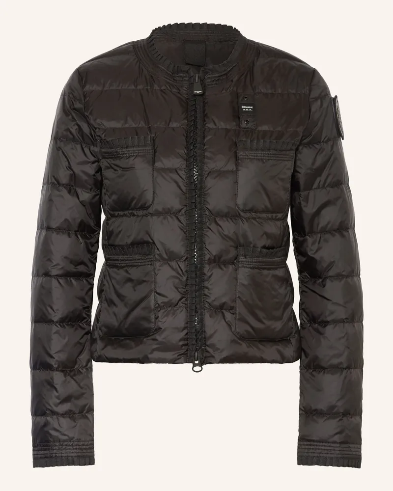 Blauer Lightweight-Daunenjacke Mit Rüschen schwarz Schwarz