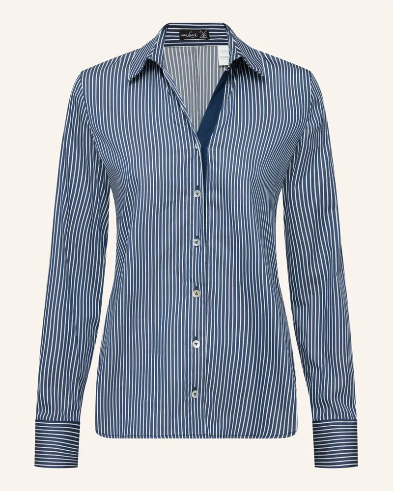 van Laack Bluse Modern Fit Langer Ärmel Hemdblusenkragen Blau