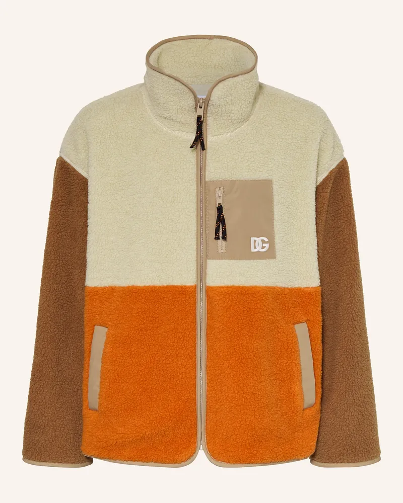 Dolce & Gabbana Teddyfell-Jacke schwarz Beige