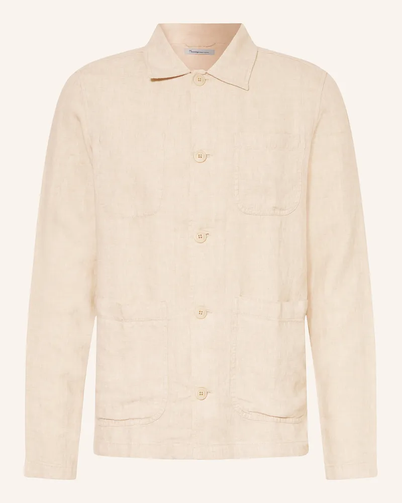 Knowledge Cotton Apparel Leinen-Overshirt Hellgrau
