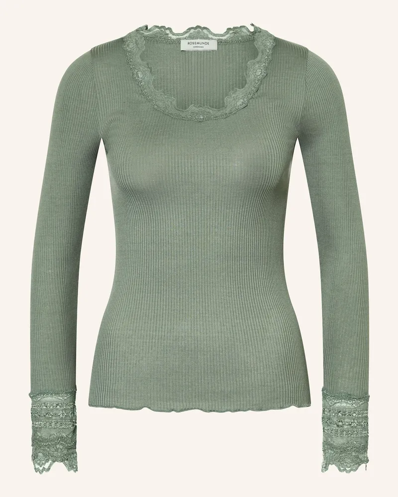 Rosemunde Longsleeve BENITA aus Seide mit Spitze Grün