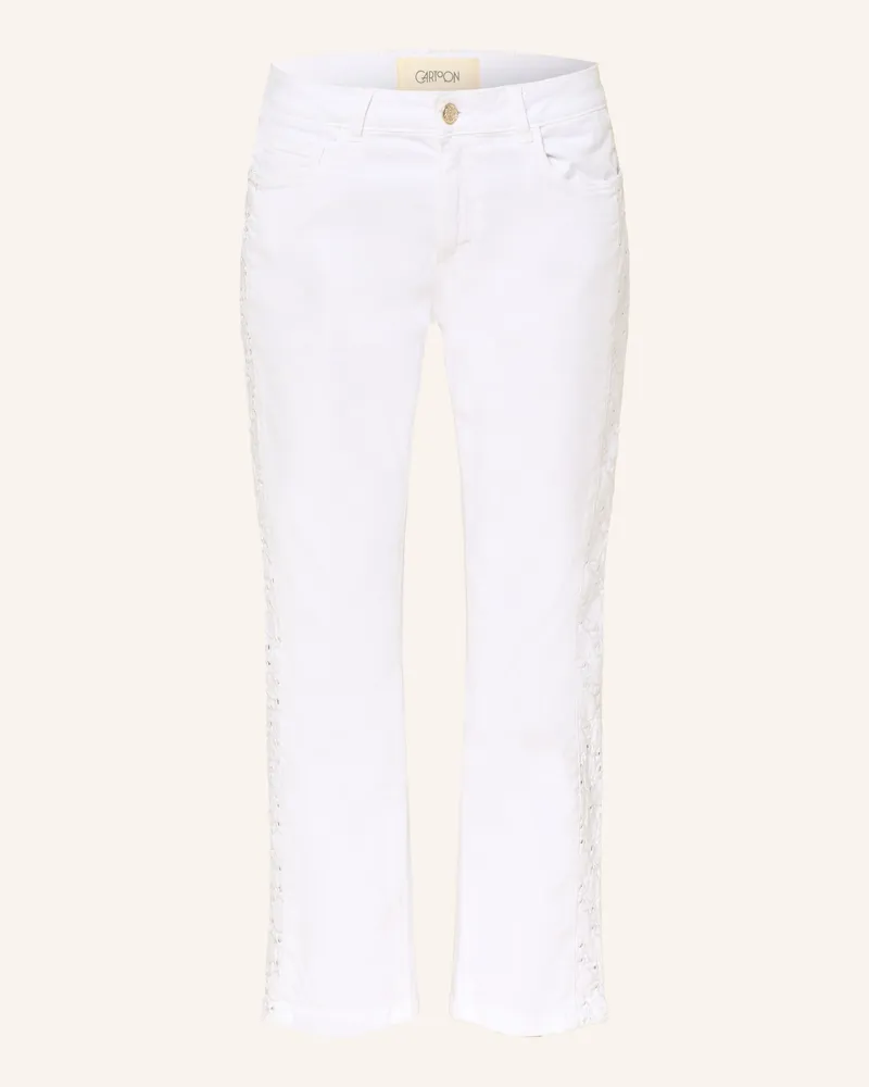 Cartoon Cropped Jeans mit Galonstreifen 1000