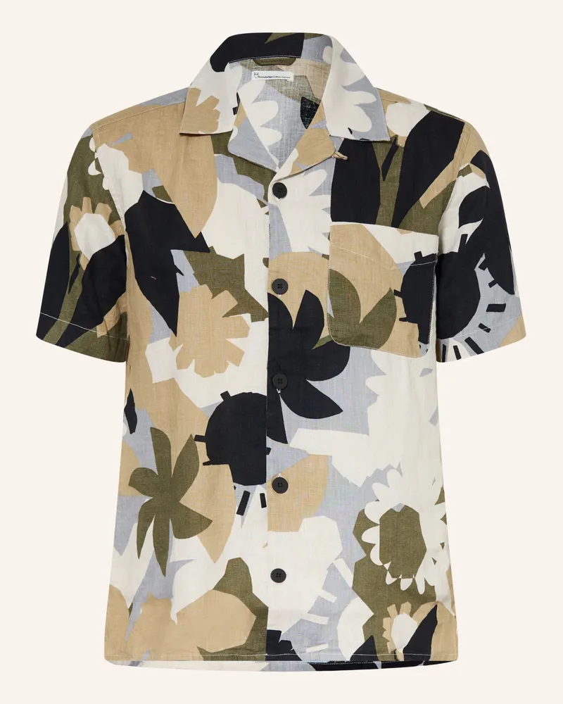 Knowledge Cotton Apparel Kurzarm-Hemd Loose Fit aus Leinen Creme