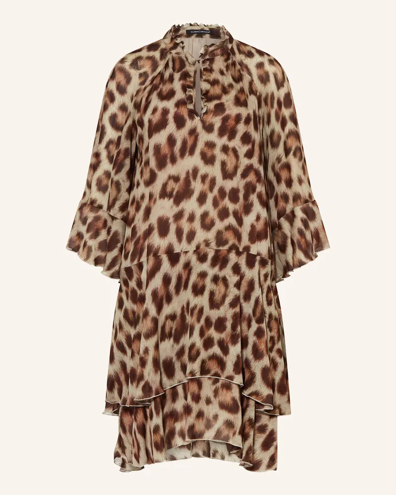 Luisa Cerano Kleid mit Volants Hellbraun