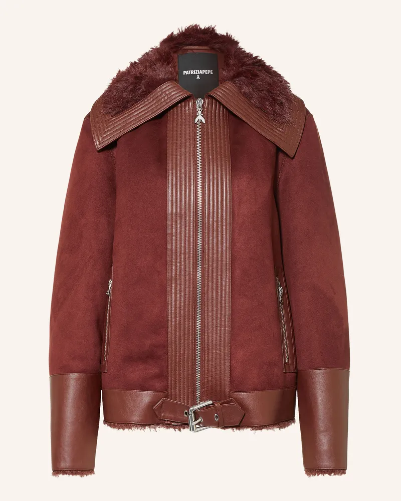 Patrizia Pepe Jacke Mit Kunstfell braun Dunkelrot