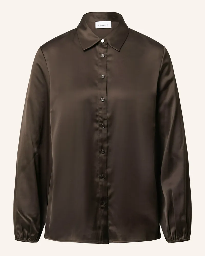 COMMA Hemdbluse Aus Satin braun Dunkelbraun