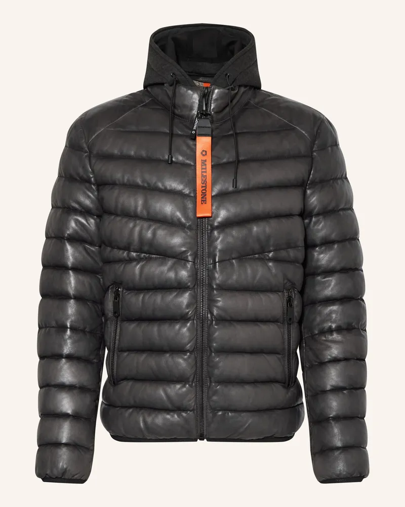 Milestone Steppjacke Msharvey Aus Leder Mit Herausnehmbarer Blende grau Dunkelgrau