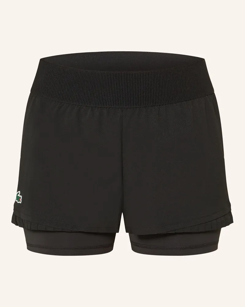 Lacoste 2-in1-Tennisshorts Schwarz