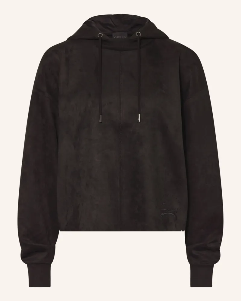 Guess Hoodie Zorina In Lederoptik schwarz Schwarz