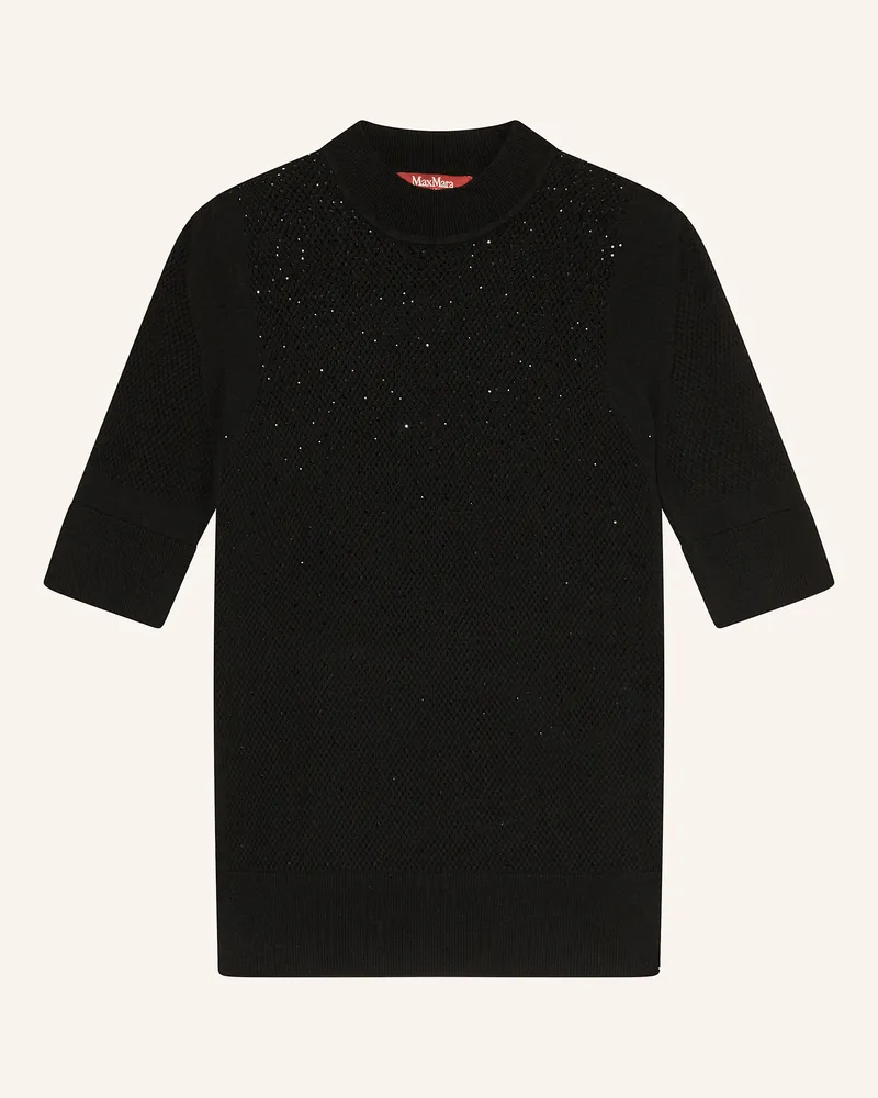 Max Mara Strickshirt SPIGOLA mit Seide und Schmucksteinen Schwarz