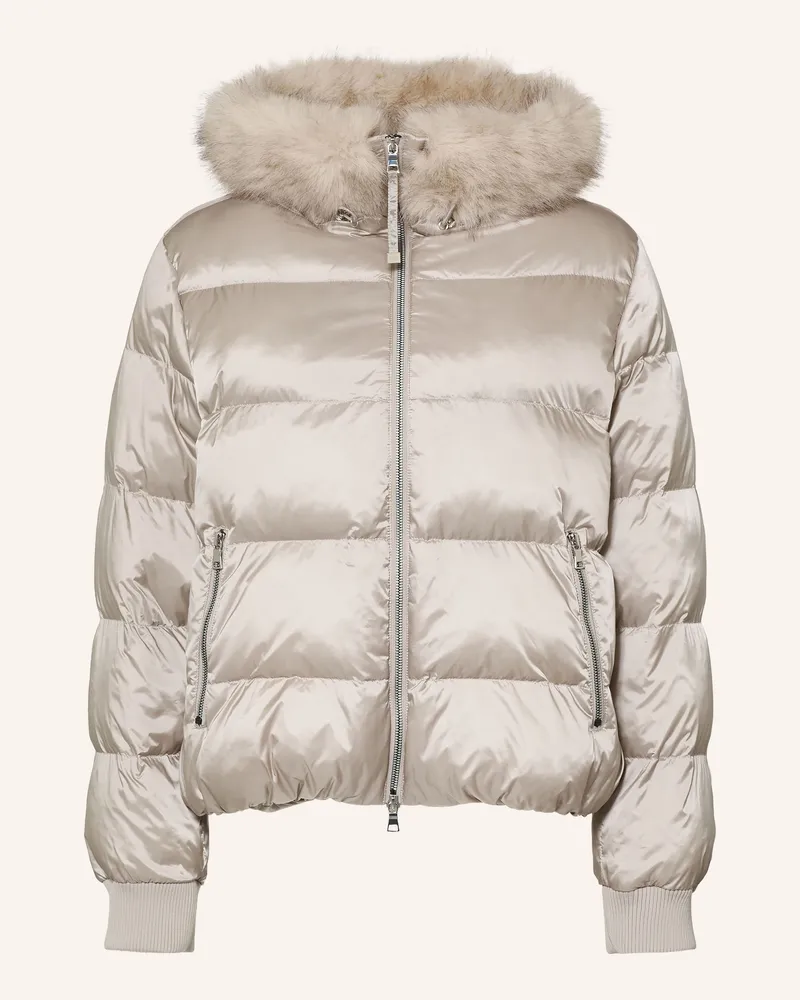 No. 1 Como Steppjacke Mit Kunstfell grau Silber