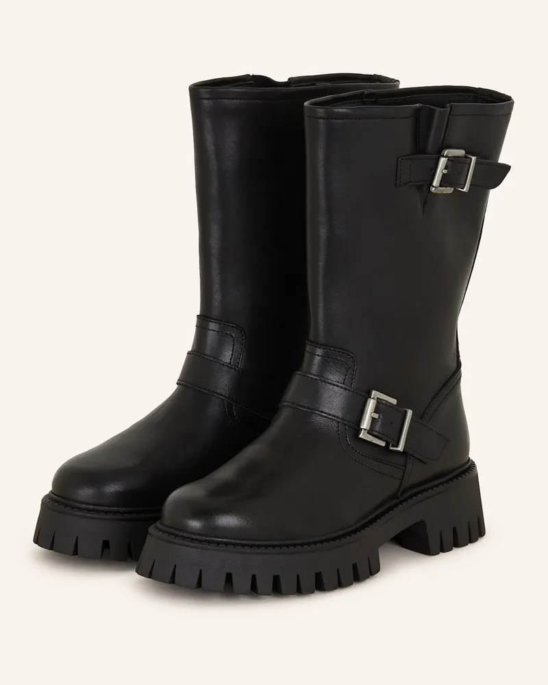 Mrs & HUGS Biker Boots schwarz Schwarz