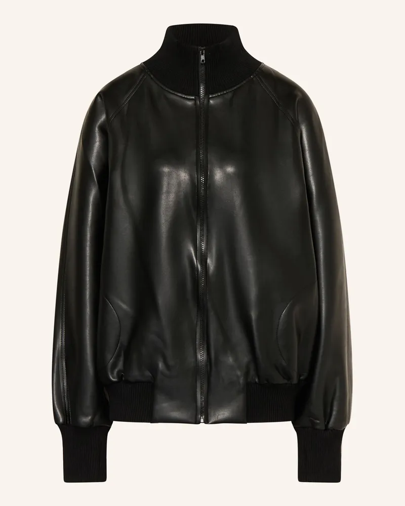 Norma Kamali Jacke in Lederoptik Schwarz