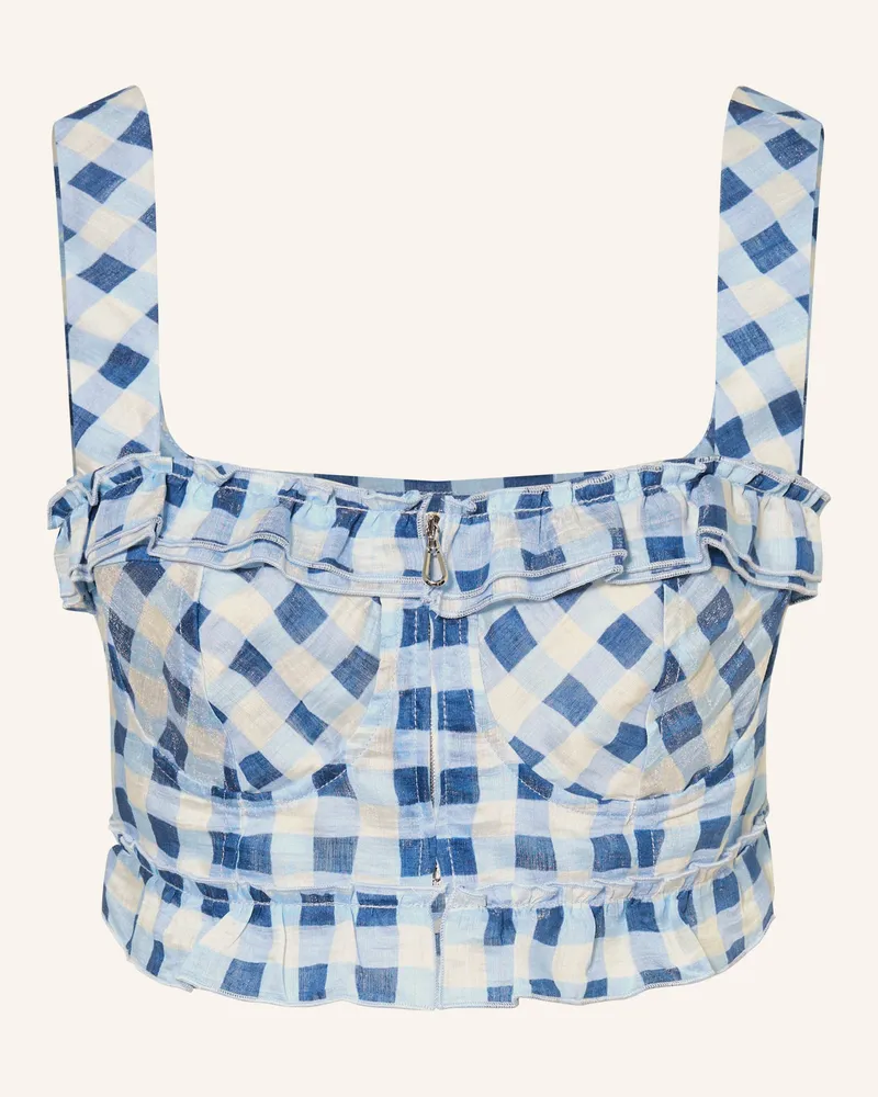 Sandro Cropped-Top Mit Rüschen weiss Hellblau