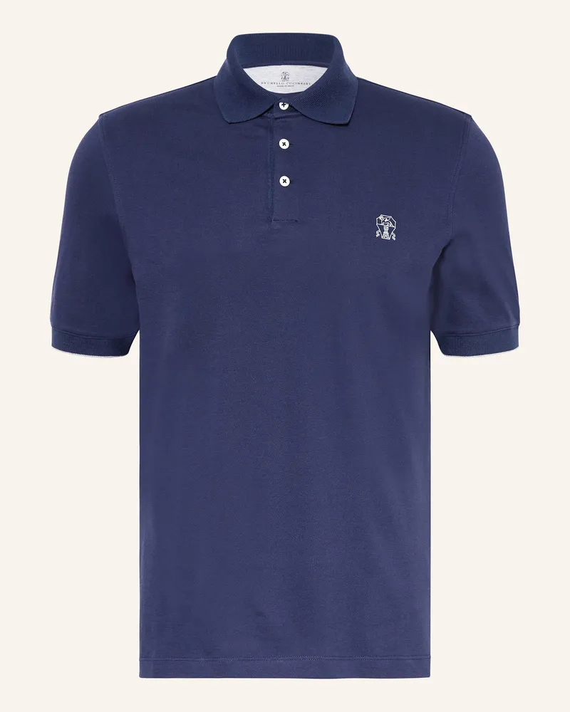 Brunello Cucinelli Piqué-Poloshirt Dunkelblau