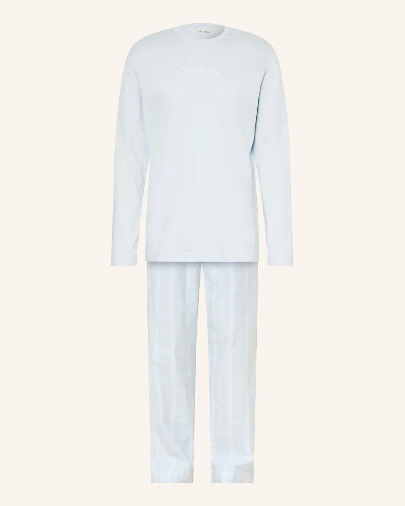 Calvin Klein Schlafanzug Cotton Poplin blau Hellblau