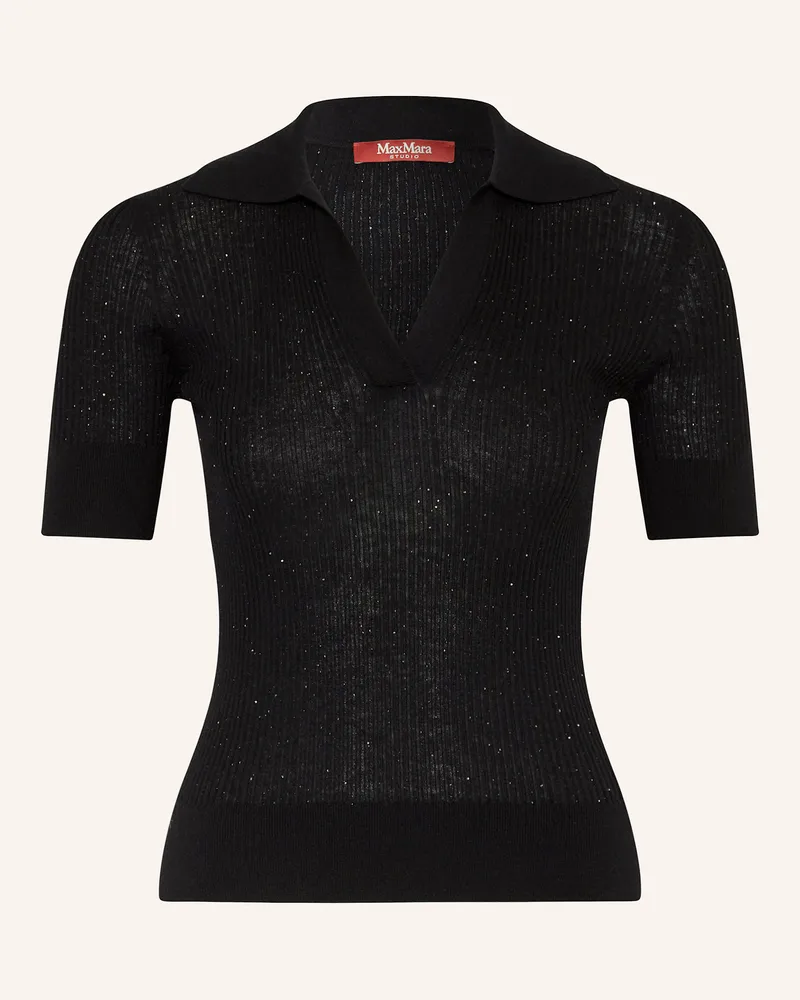 Max Mara Strickshirt UBERTA mit Seide und Pailletten Schwarz