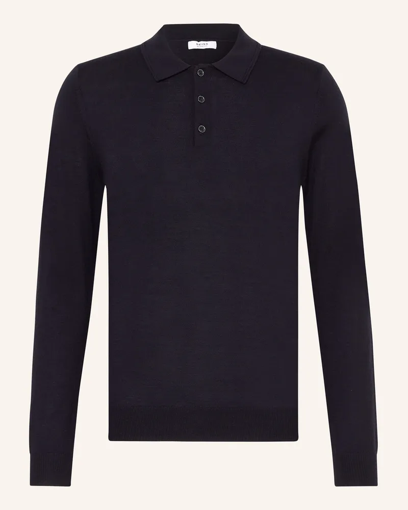 Reiss Strick-Poloshirt TRAFFORD aus Merinowolle Dunkelblau