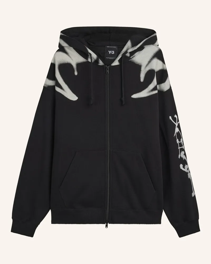 Y-3 Y-3 Chito Grafik French Terry Kapuzenjacke, Reissverschluss schwarz Schwarz