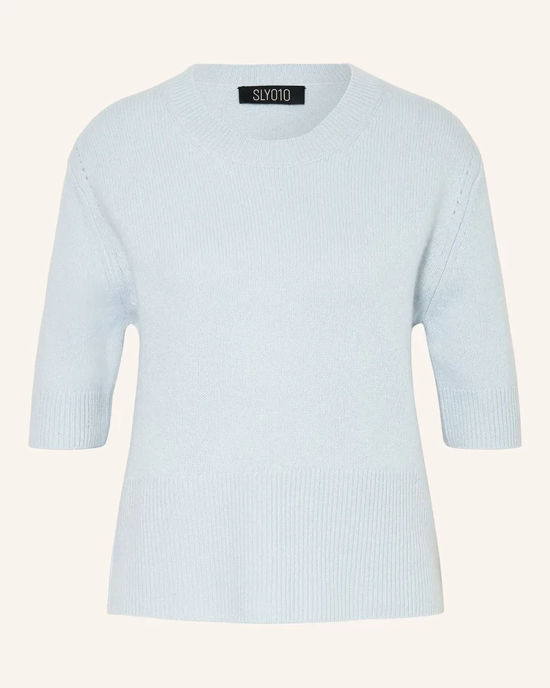 SLY 010 Strickshirt MARRY aus Cashmere mit Glitzergarn Hellblau