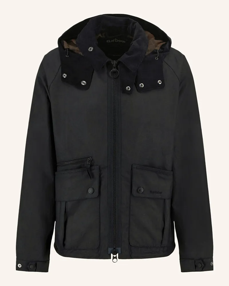 Barbour Fieldjacket mit abnehmbarem Kragen Schwarz