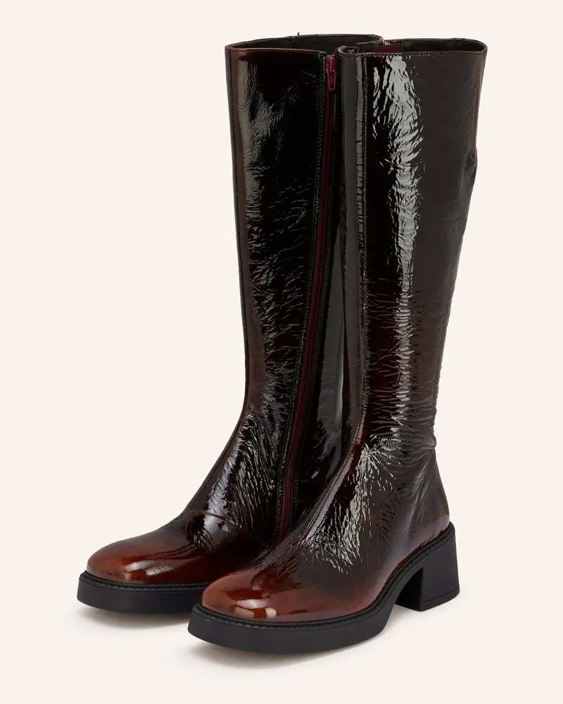 Miista Lack-Stiefel YUMI Dunkelbraun