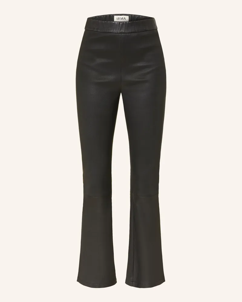 Arma Bootcut-Hose River Aus Leder schwarz Schwarz
