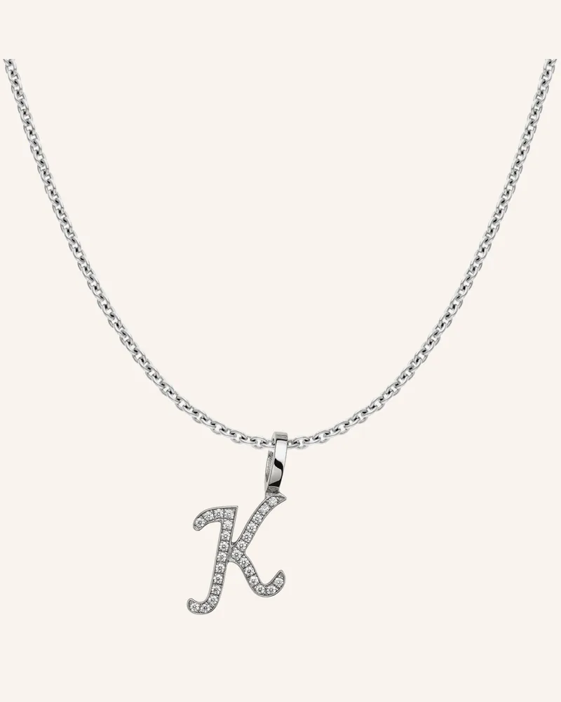 CADA Kette Tiny Diamond Letter K silber Weissgold