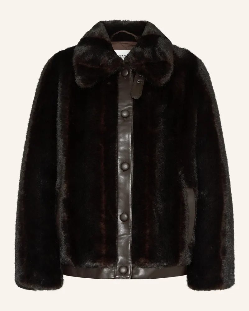 Claudie Pierlot Kunstfell-Jacke Dunkelbraun