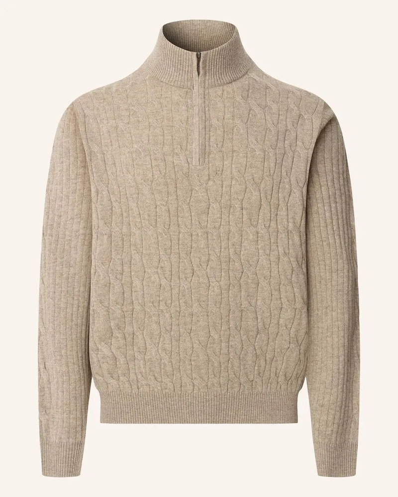 Hackett Pullover LAMBSWOOL CABLE HZIP Beige