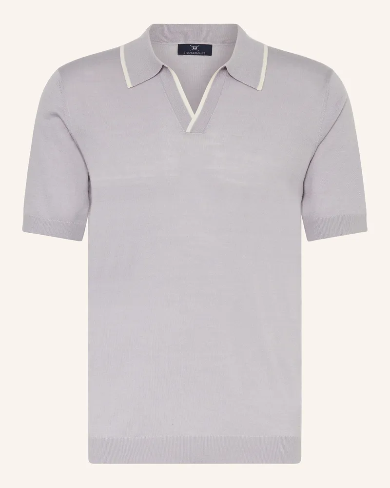 Strokesman's Strick-Poloshirt Hellgrau