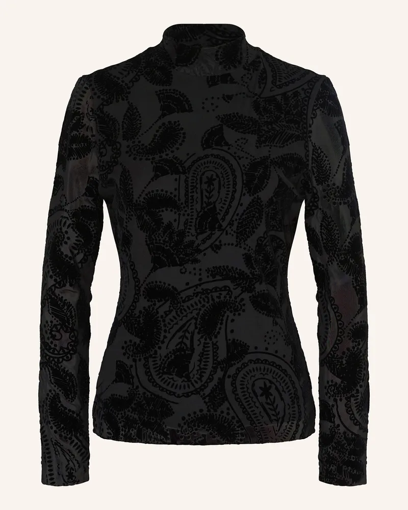 COMMA Longsleeve aus Mesh Schwarz