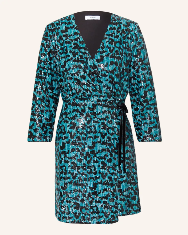 Suncoo Wickelkleid CLIFF mit 3/4-Arm und Pailletten Neonblau