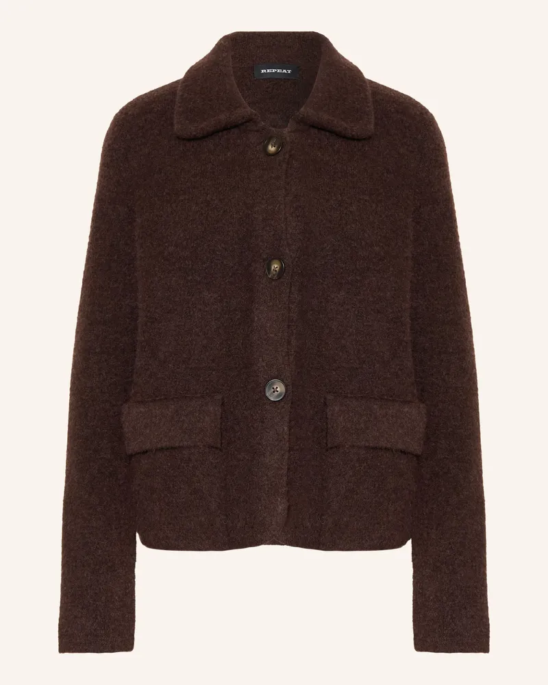 Repeat Strickjacke braun Dunkelbraun