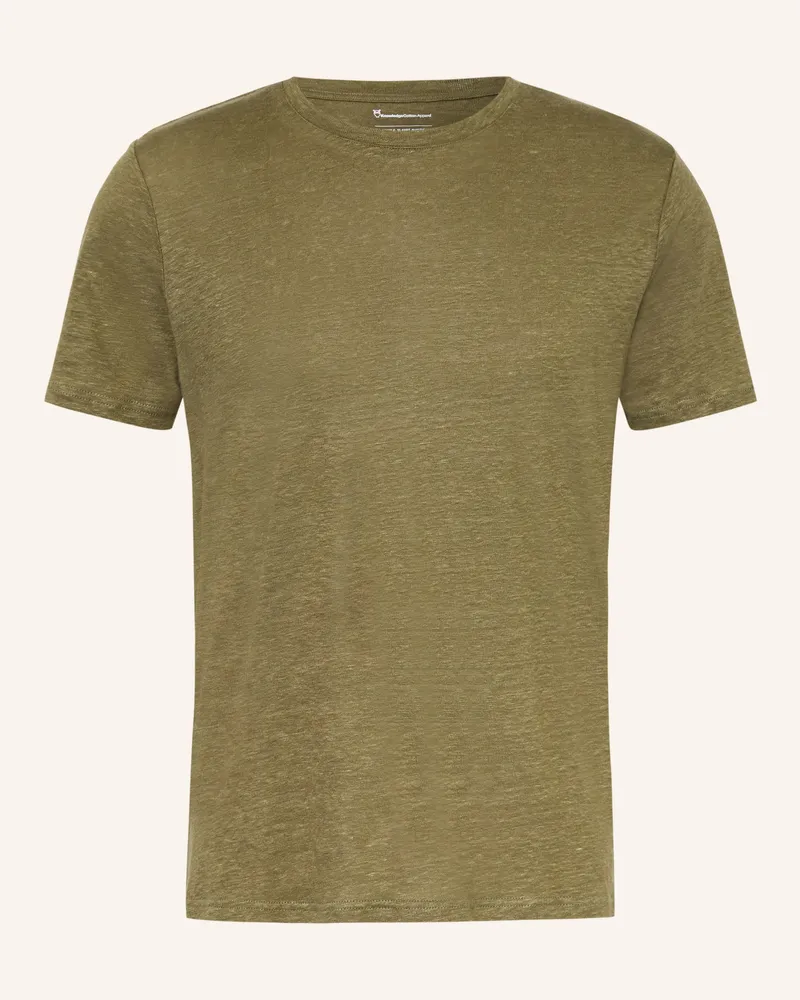 Knowledge Cotton Apparel T-Shirt Aus Leinen gruen Oliv