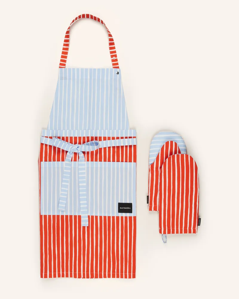 Marimekko 3-tlg. Set PICCOLO: Schürze und Ofenhandschuhe Rot