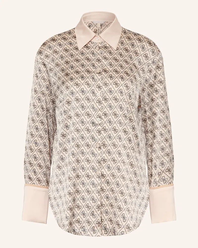 Guess Hemdbluse Alexandra Aus Satin schwarz Hellbraun